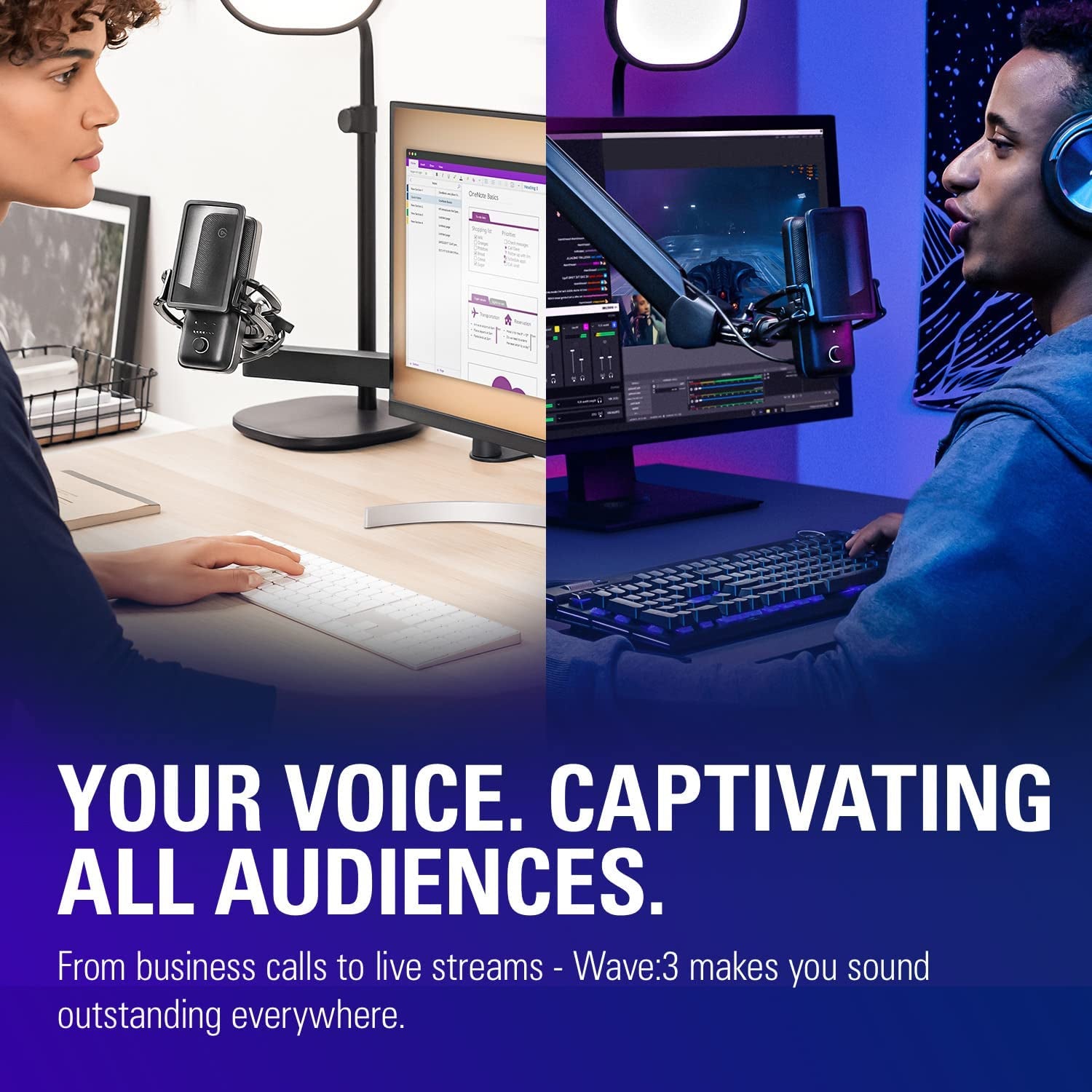 Wave:3 Premium USB Condenser Microphone - Studio Quality for Streaming, Podcasting, Gaming, and Home Office with Advanced Sound Control and Anti-Distortion Technology