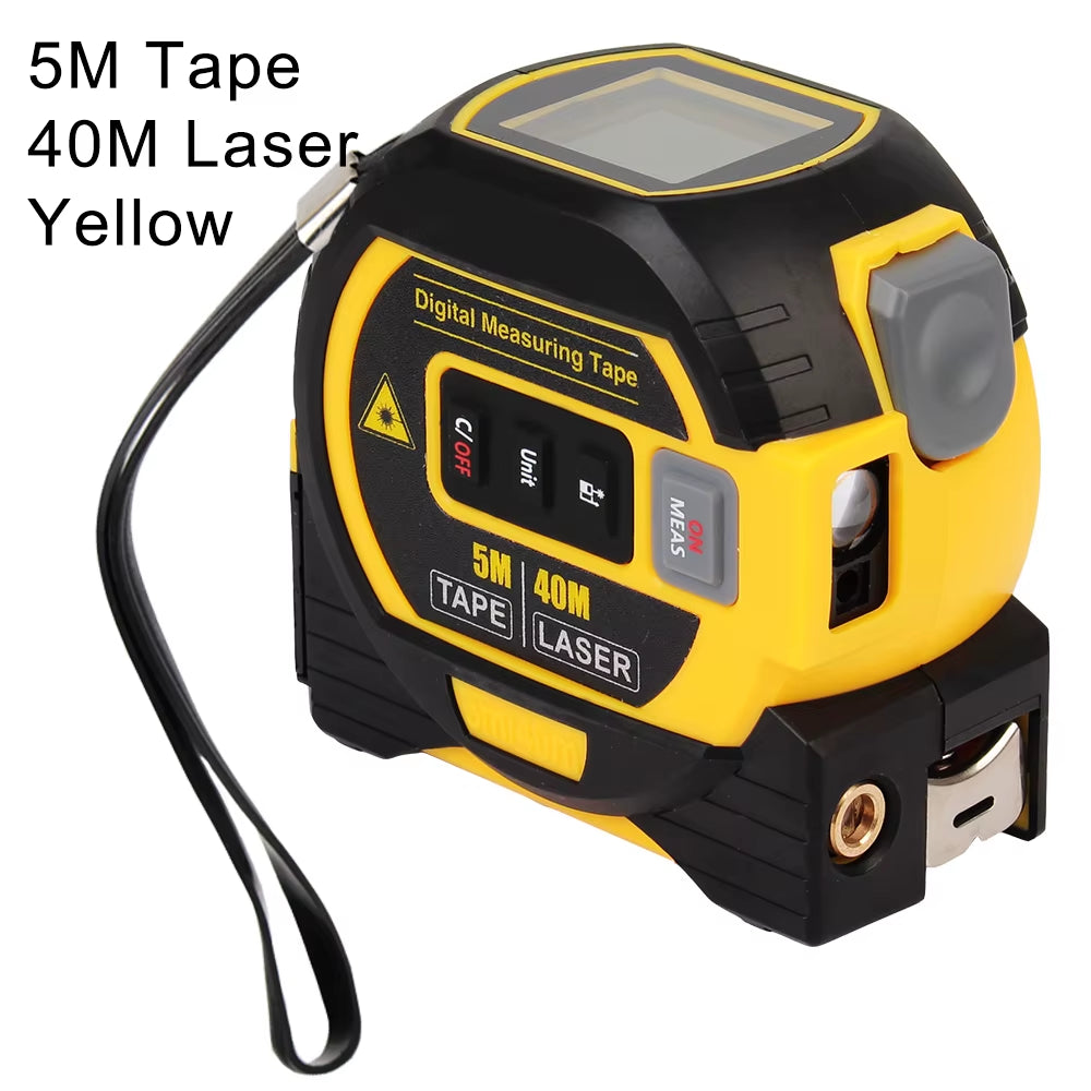 Versatile 3-in-1 Laser Distance Meter with Tape Measure and LCD Display - Perfect for Construction and Home Projects