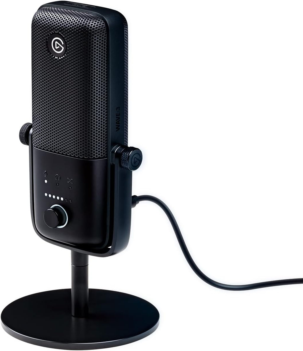Wave:3 Premium USB Condenser Microphone - Studio Quality for Streaming, Podcasting, Gaming, and Home Office with Advanced Sound Control and Anti-Distortion Technology