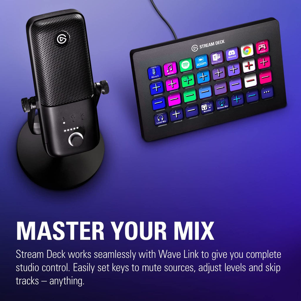 Wave:3 Premium USB Condenser Microphone - Studio Quality for Streaming, Podcasting, Gaming, and Home Office with Advanced Sound Control and Anti-Distortion Technology