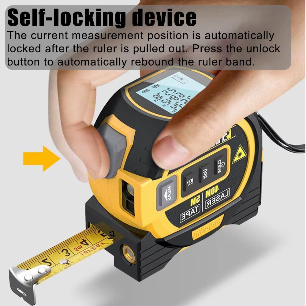 Versatile 3-in-1 Laser Distance Meter with Tape Measure and LCD Display - Perfect for Construction and Home Projects