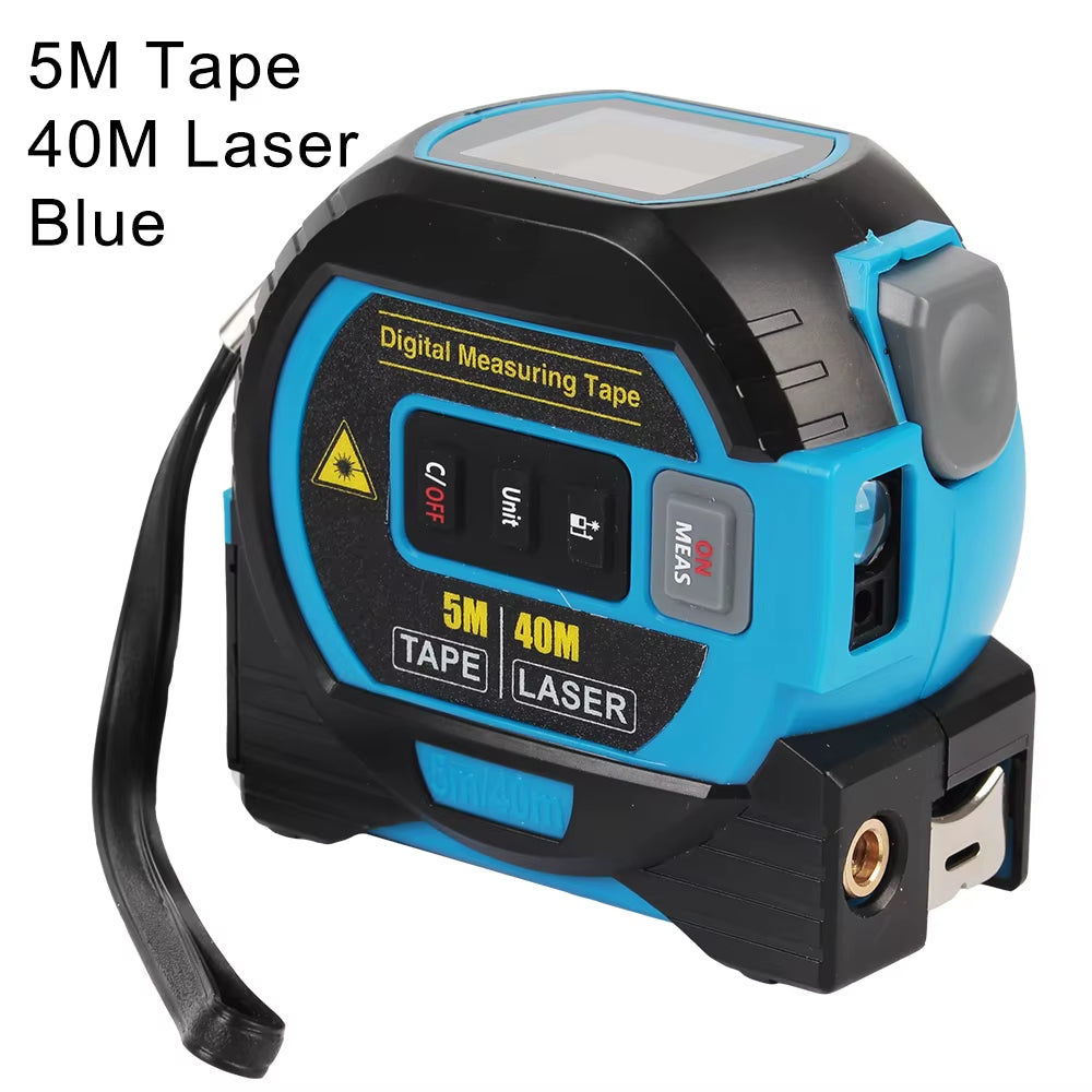 Versatile 3-in-1 Laser Distance Meter with Tape Measure and LCD Display - Perfect for Construction and Home Projects