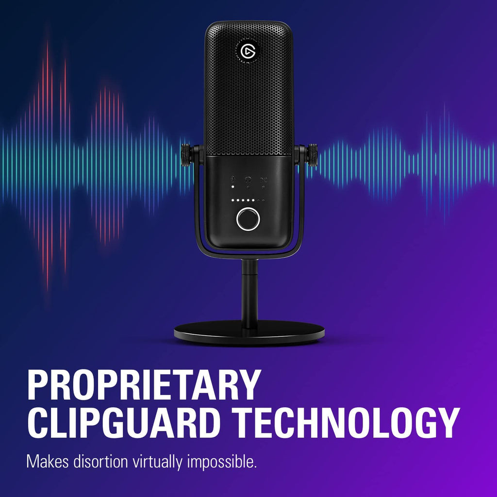 Wave:3 Premium USB Condenser Microphone - Studio Quality for Streaming, Podcasting, Gaming, and Home Office with Advanced Sound Control and Anti-Distortion Technology
