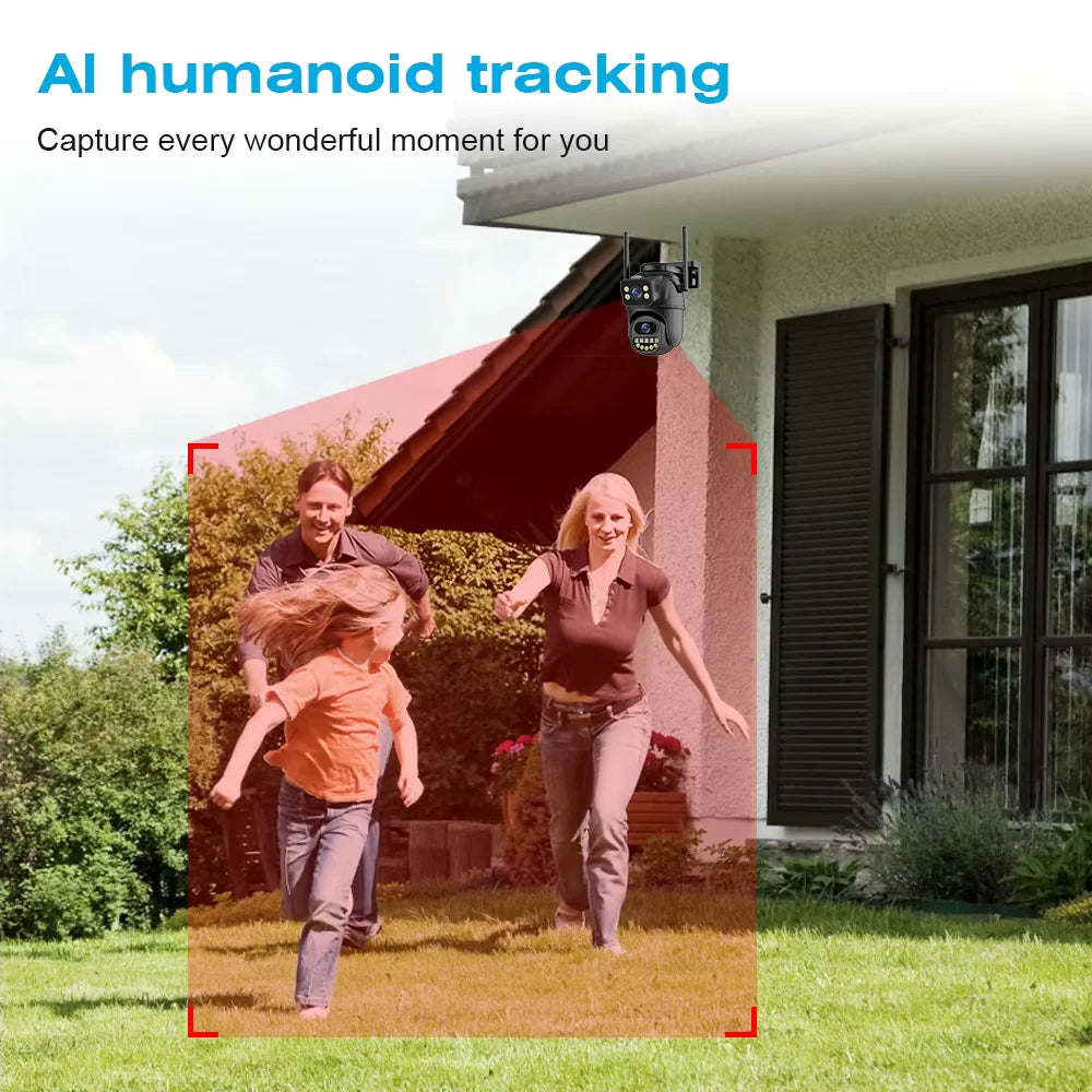 Advanced 4K 8MP Dual Lens PTZ WiFi Security Camera with AI Auto Tracking and Two-Way Audio for Outdoor Surveillance